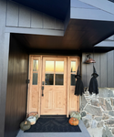 Farmhouse Knotty Alder Wood 4 Lite Glass Window Front Door