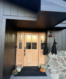 Farmhouse Knotty Alder Wood 4 Lite Glass Window Front Door