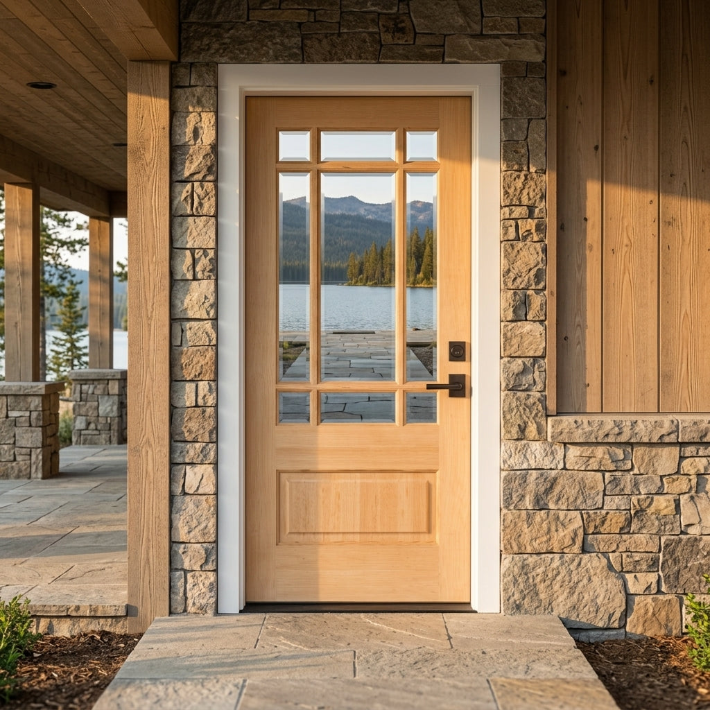Modern Farmhouse 9 Lite Hemlock Wood Front Door | Krosswood Doors