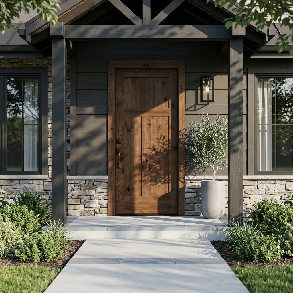 Krosswood Craftsman 3-Panel Knotty Alder Exterior Door – Krosswood