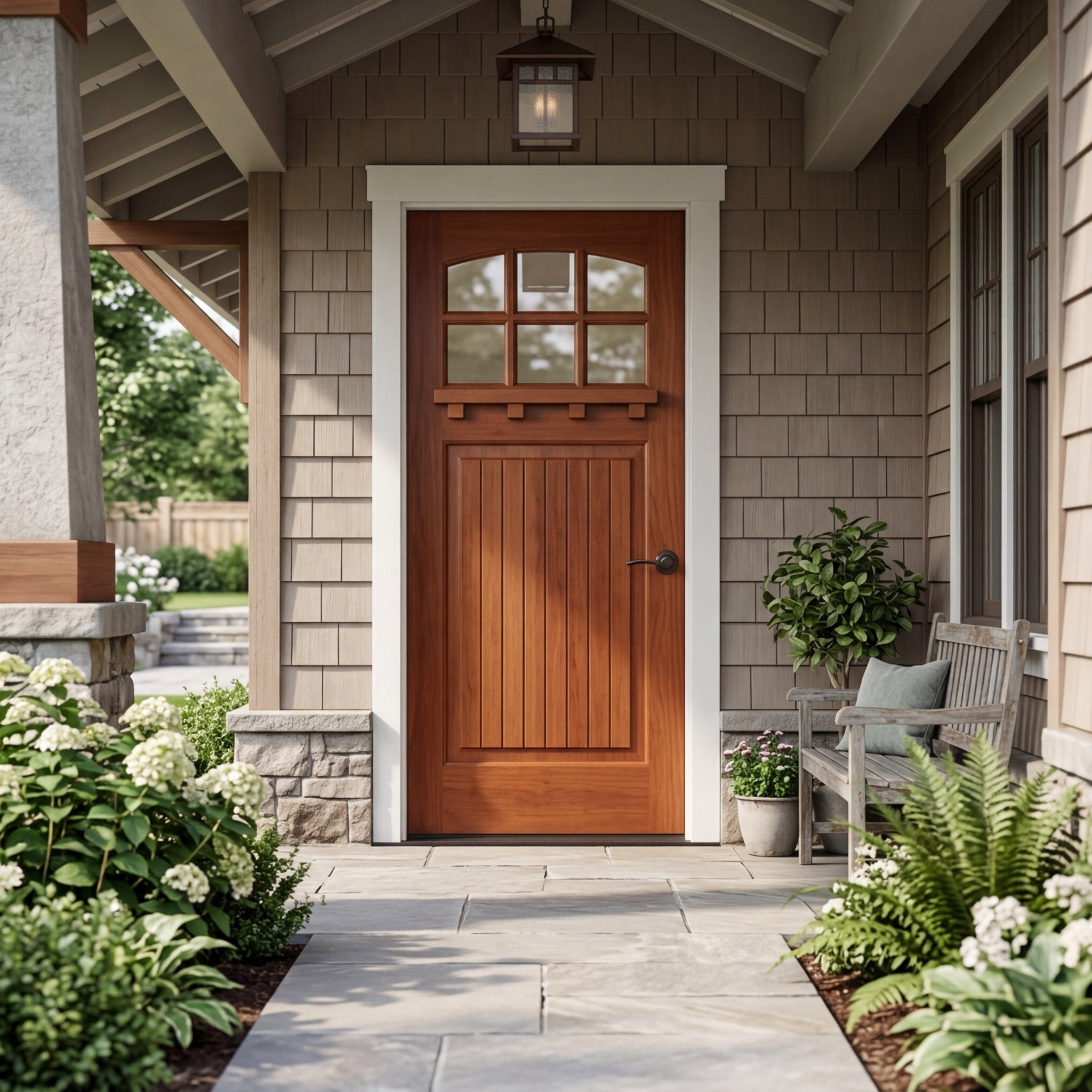 Craftsman Arch Top Hemlock 6-Lite Exterior Front Door | Krosswood