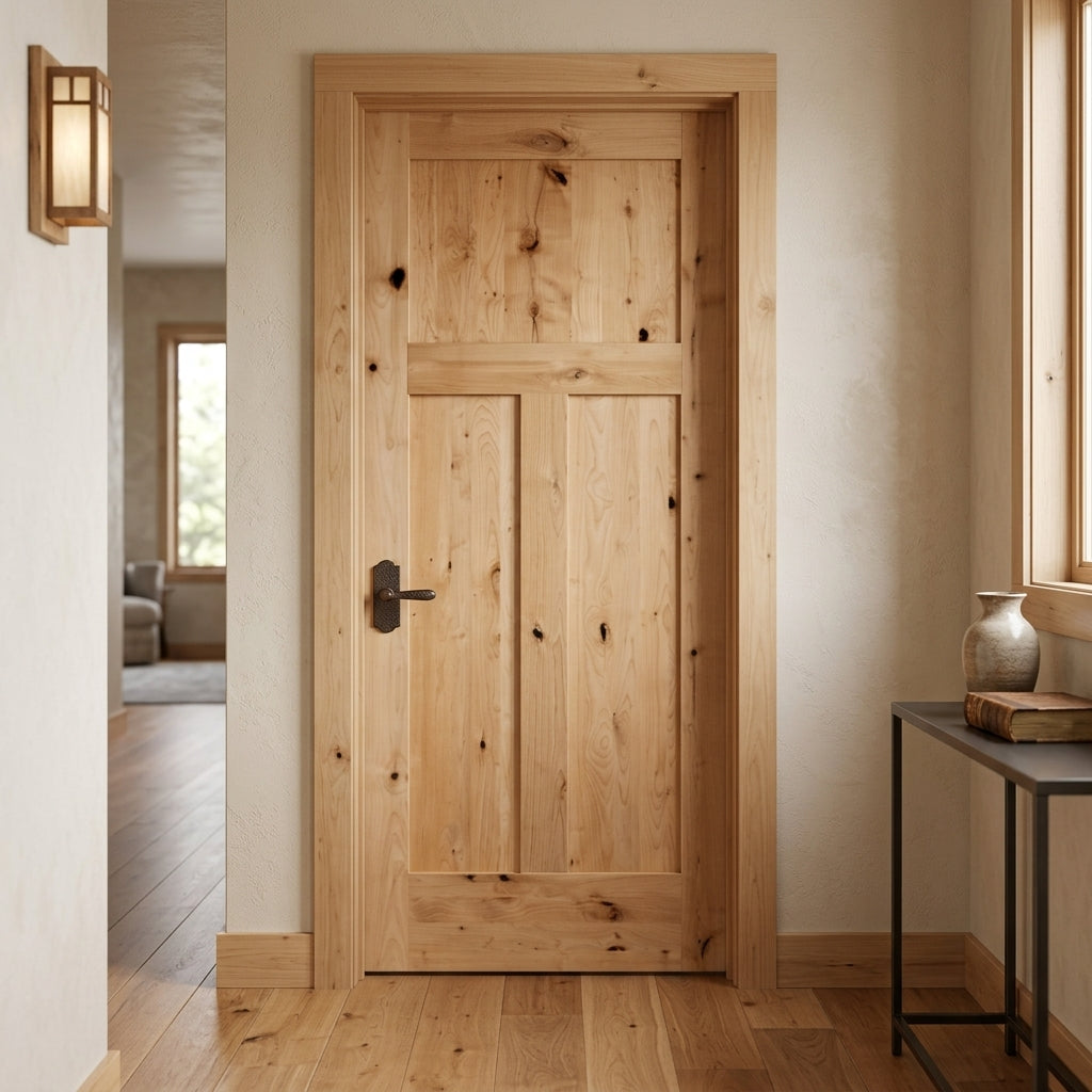 Craftsman Knotty Alder 3-Panel Interior Door | Krosswood
