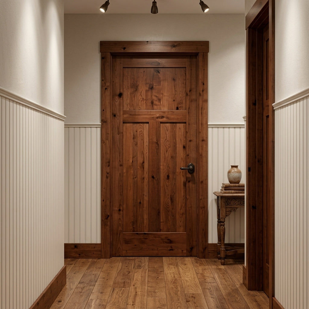 Craftsman Knotty Alder 3 Panel Solid Wood Interior Door