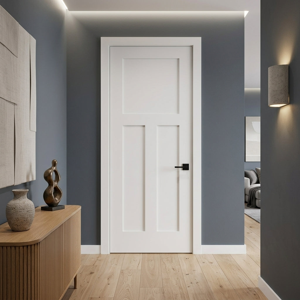 Craftsman 3-Panel Solid Core MDF Interior Door | Krosswood