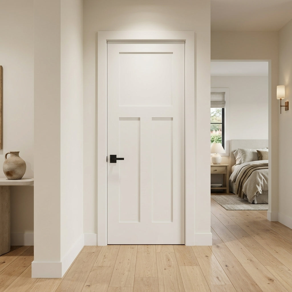 Craftsman 3-Panel Solid Core MDF Interior Door | Krosswood