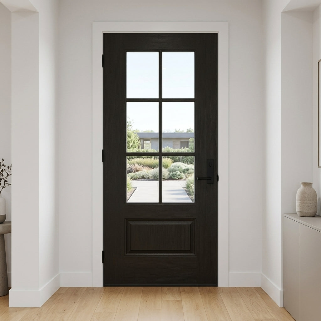 ガラス扉900x350x1200 Fiberglass 6 Lite Clear Glass Window Wood-Like Front Door