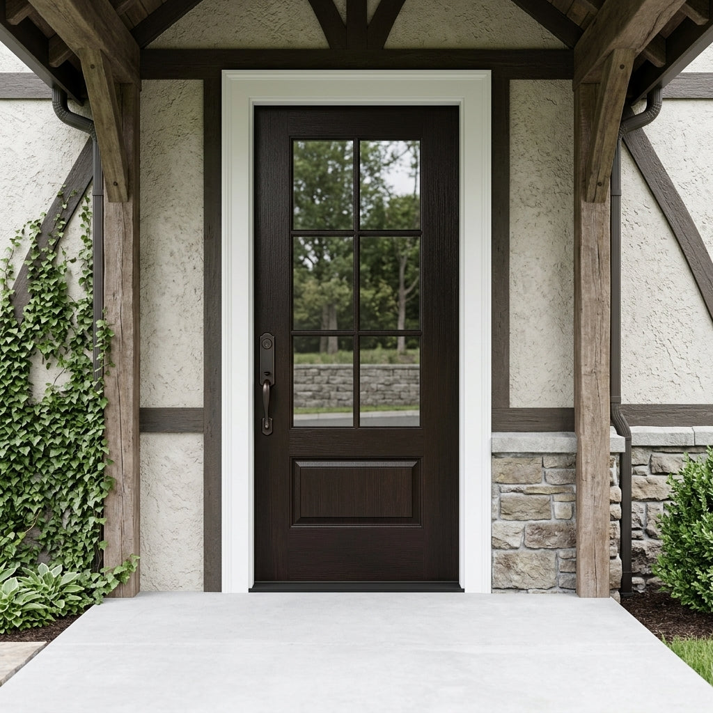 ガラス扉900x350x1200 Uintah 6-Lite Wood-Texture Fiberglass Front Door | Krosswood