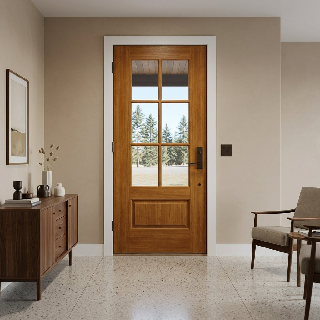 Uintah 6-Lite Wood-Texture Fiberglass Front Door | Krosswood
