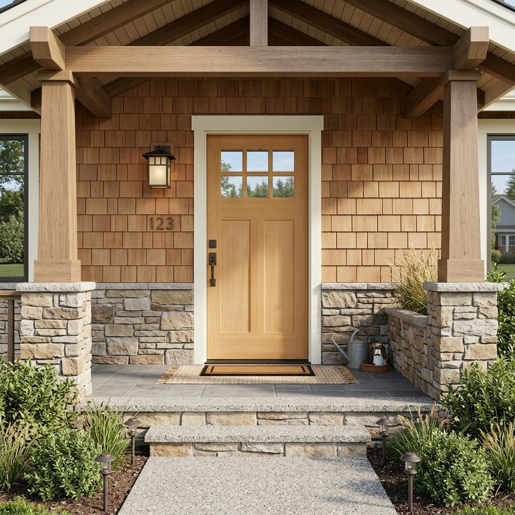 Krosswood Craftsman 6-Lite Hemlock Wood Front Door | Exterior Door