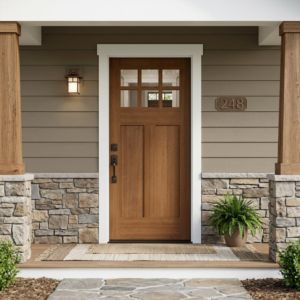 Krosswood Craftsman 6-Lite Hemlock Wood Front Door | Exterior Door