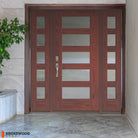 ASCEND Modern Fiberglass 5 Lite Satin Glass Exterior Door - Krosswood