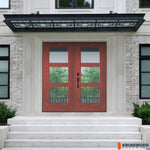 BRIGHTON Modern Fiberglass 3 Lite Clear Glass Double Door - Krosswood