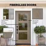 BRIGHTON Modern Fiberglass 3 Lite Clear Glass Exterior Door - Krosswood