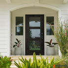 BRIGHTON Modern Fiberglass 3 Lite Clear Glass Exterior Door - Krosswood