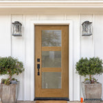 BRIGHTON Modern Fiberglass 3 Lite Satin Glass Exterior Door - Krosswood