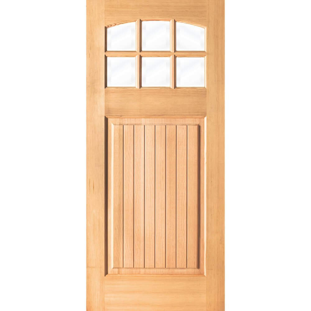 Craftsman Douglas Fir 6 Lite Arch Top Exterior Door - Krosswood