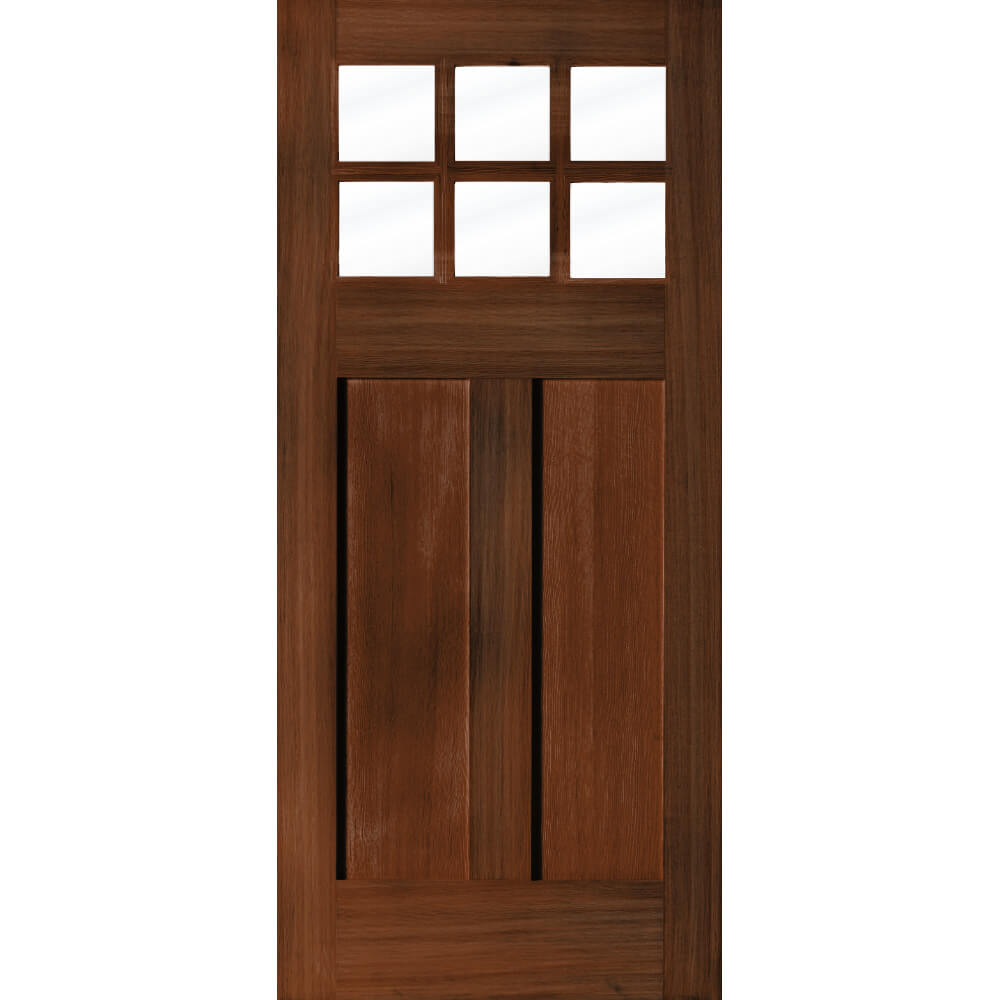 Craftsman Douglas Fir Wood 6 Lite Clear Glass Front Door