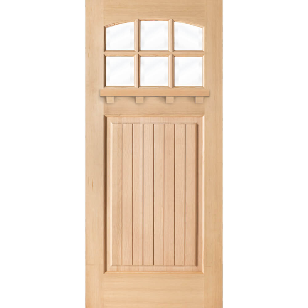 Arch Top Craftsman 6 Lite Glass Window Wood Front Door | Krosswood ...