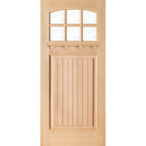 Craftsman Douglas Fir 6 Lite Glass Arch-Top Dentil Shelf Exterior Door - Krosswood