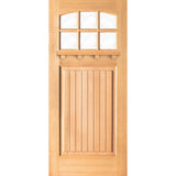 Craftsman Douglas Fir 6 Lite Glass Arch-Top Dentil Shelf Exterior Door - Krosswood