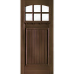 Craftsman Douglas Fir 6 Lite Glass Arch-Top Dentil Shelf Exterior Door - Krosswood