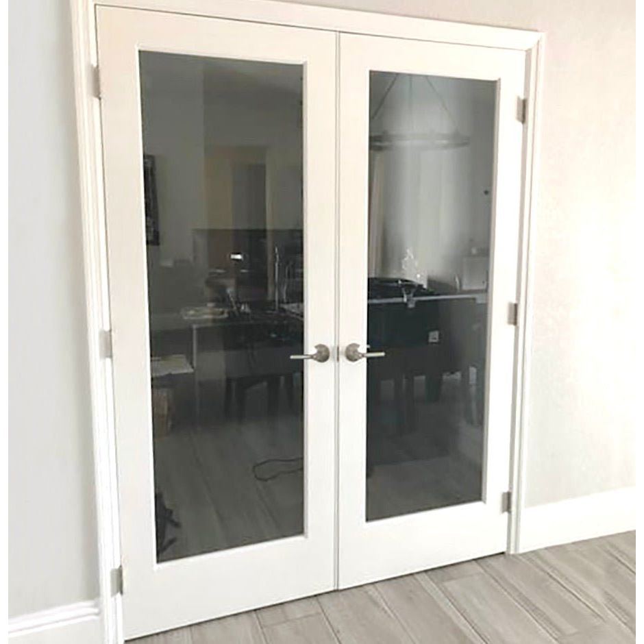 Craftsman Full Lite Satin Privacy Glass MDF Interior Double Door - Krosswood