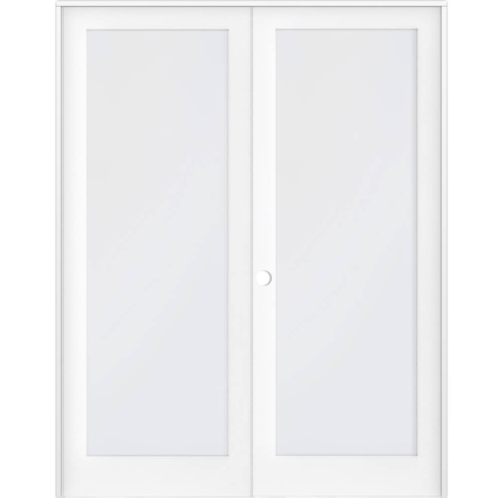 Craftsman Full Lite Satin Privacy Glass MDF Interior Double Door - Krosswood