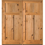 Craftsman Knotty Alder 3 Panel Exterior Double Door - Krosswood