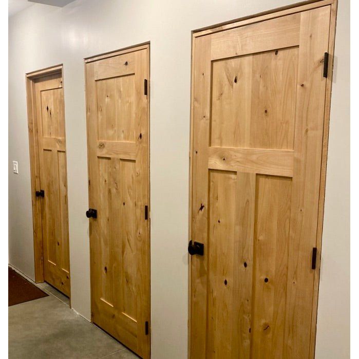 Craftsman Knotty Alder 3 Panel Solid Wood Interior Door | Krosswood