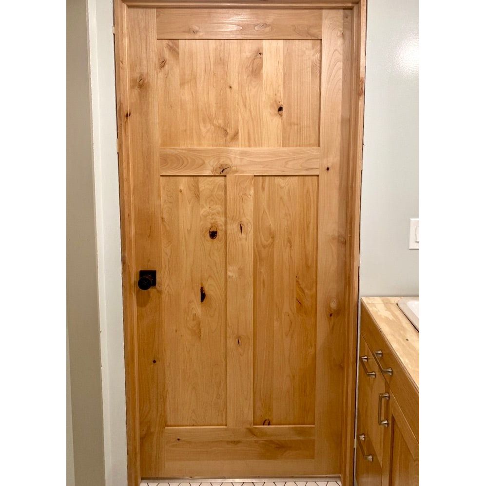 Craftsman Knotty Alder 3 Panel Solid Wood Interior Door | Krosswood
