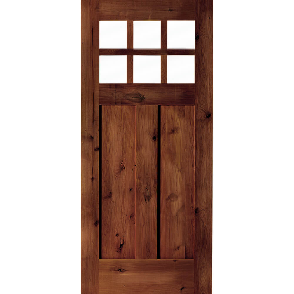 American Craftsman 6 Lite Clear Glass Exterior Wood Door | Krosswood