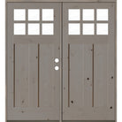 Craftsman Knotty Alder 6 Lite Clear Glass Exterior Double Door - Krosswood