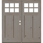 Craftsman Knotty Alder 6 Lite Clear Glass Exterior Double Door - Krosswood