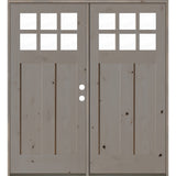 Craftsman Knotty Alder 6 Lite Clear Glass Exterior Double Door - Krosswood