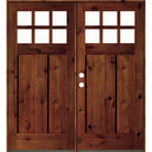 Craftsman Knotty Alder 6 Lite Clear Glass Exterior Double Door - Krosswood