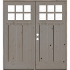 Craftsman Knotty Alder 6 Lite Exterior Double Door with Dentil Shelf - Krosswood