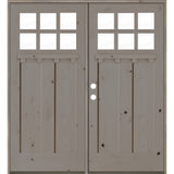 Craftsman Knotty Alder 6 Lite Exterior Double Door with Dentil Shelf - Krosswood