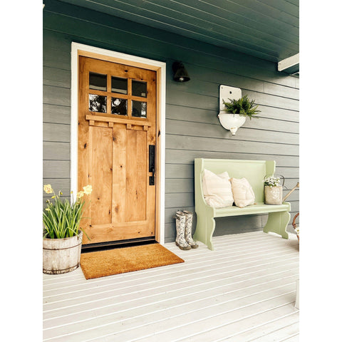 Craftsman Knotty Alder 6 Lite Glass Exterior Door with Dentil Shelf - Krosswood