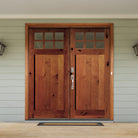 Craftsman Knotty Alder 6 Lite Single Panel Glass Exterior Double Door - Krosswood