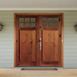 Craftsman Knotty Alder 6 Lite Single Panel Glass Exterior Double Door - Krosswood