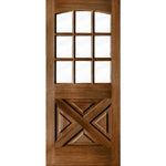 Farmhouse Douglas Fir X-Panel Arch Top Clear Glass Exterior Door - Krosswood