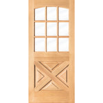 Farmhouse Douglas Fir X-Panel Arch Top Clear Glass Exterior Door - Krosswood