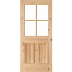 Farmhouse Knotty Alder 4 Lite Clear Glass Exterior Door - Krosswood