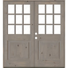 Farmhouse Knotty Alder 9 Lite Glass Exterior Double Door - Krosswood