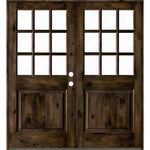 Farmhouse Knotty Alder 9 Lite Glass Exterior Double Door - Krosswood