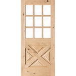 Farmhouse Knotty Alder 9 Lite X-Panel Exterior Door - Krosswood