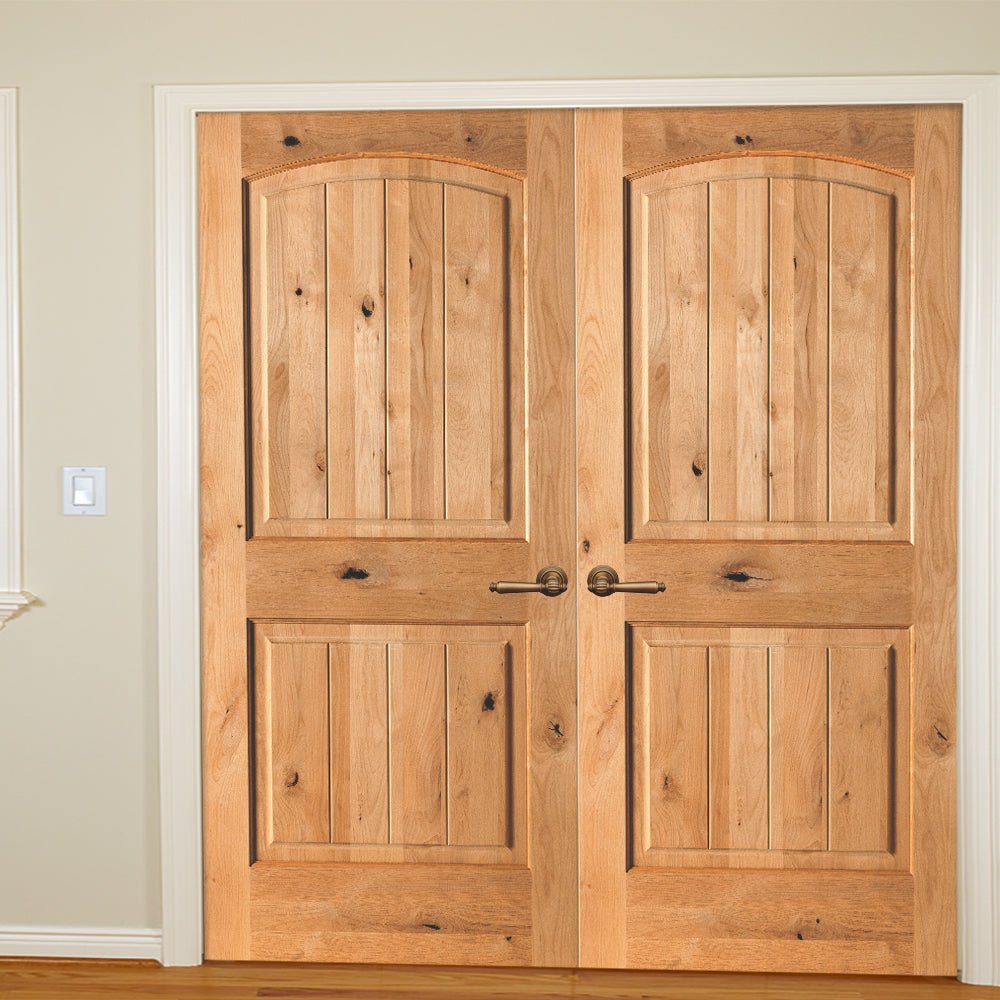 Rustic Knotty Alder Wood Arch Top Interior Double Doors | Krosswood ...