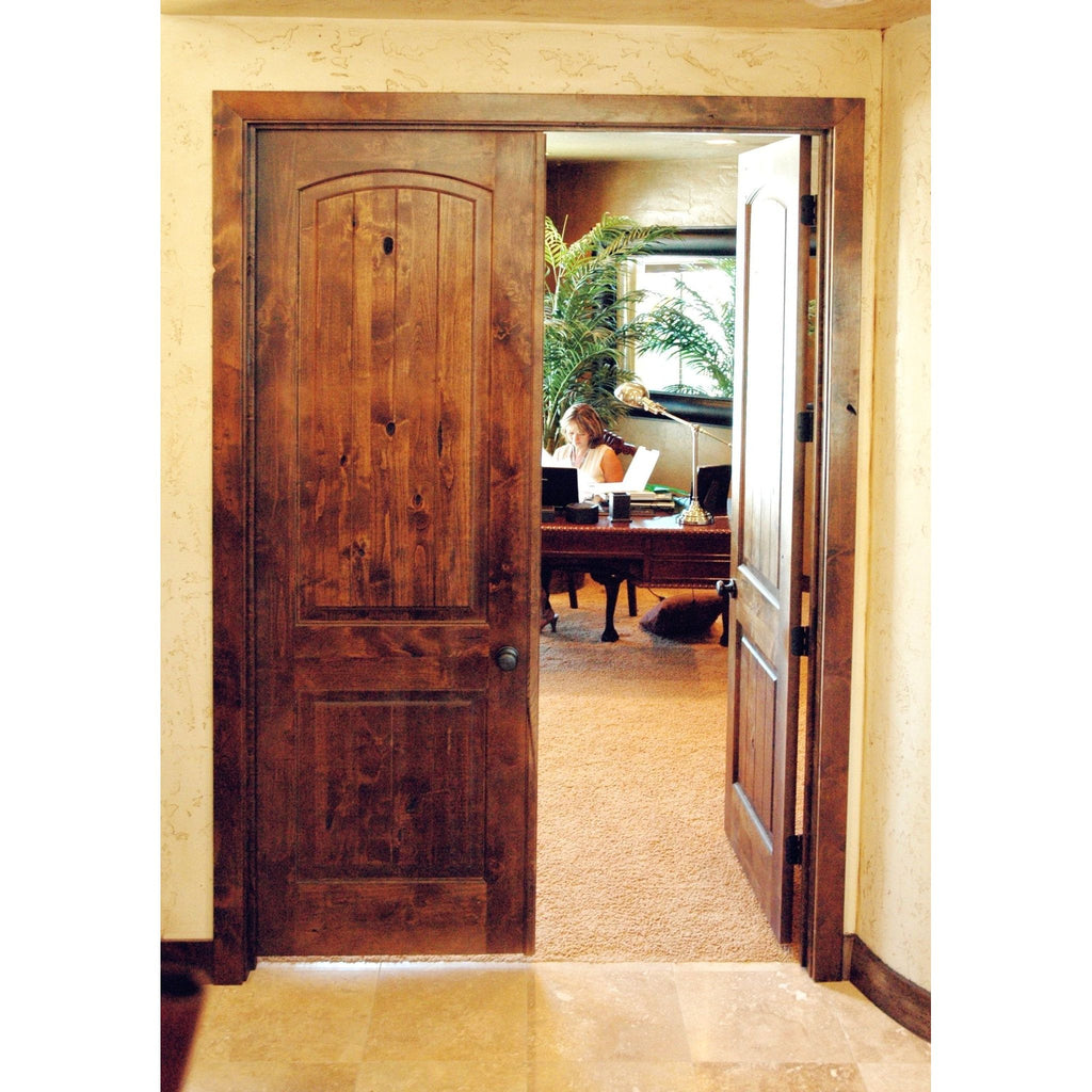 Rustic Knotty Alder Wood Arch Top Interior Double Doors | Krosswood ...