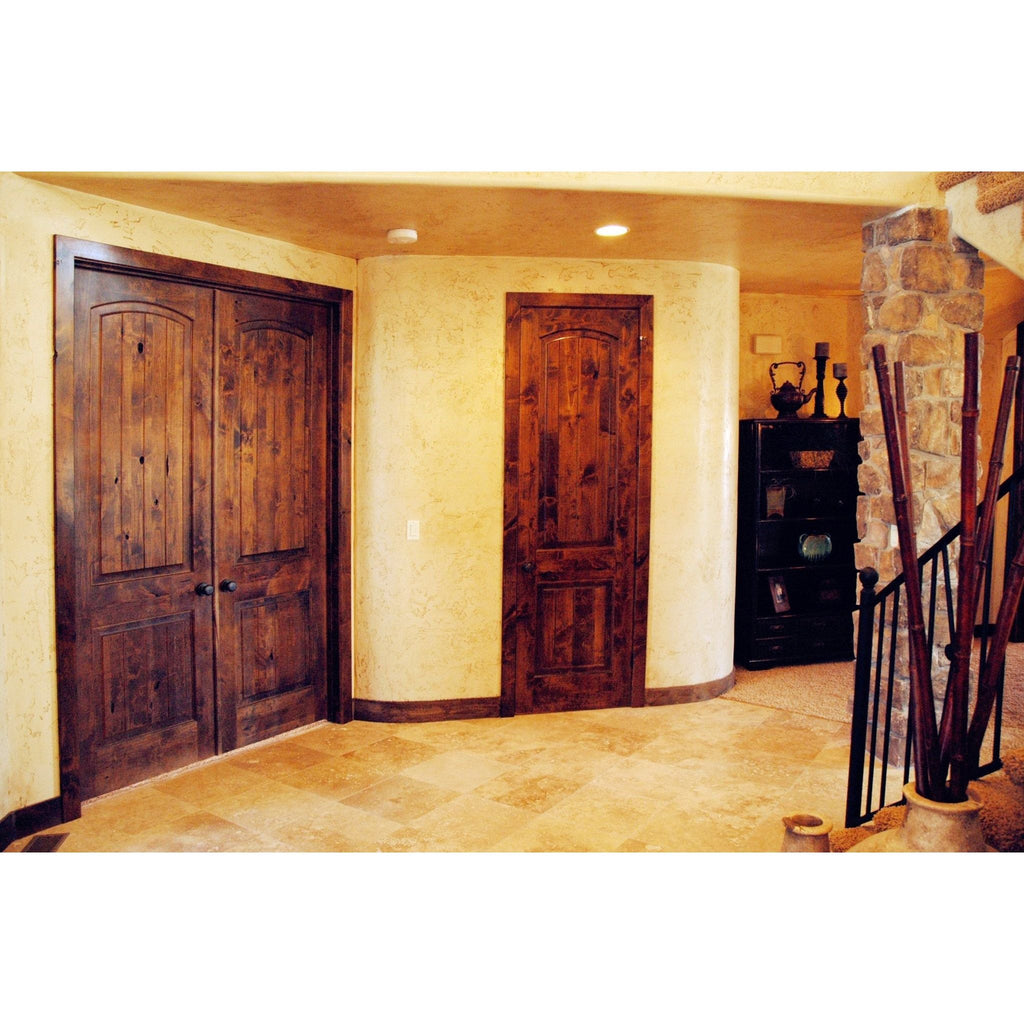 Rustic Knotty Alder Wood Arch Top Interior Double Doors | Krosswood ...