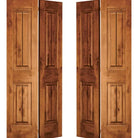Farmhouse Knotty Alder V-Groove Bi-Fold Interior Double Door - Krosswood